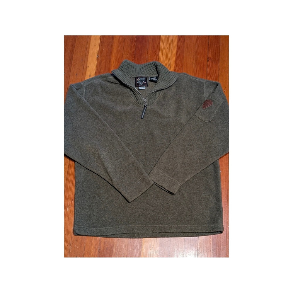 Muskoka Lakes Hohokam Fleece Pullover Mens M Olive Green Quarter Zip Sweater